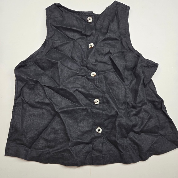 NWT QUINCE 100% European Linen Cropped Tank XS Black 5122 - Picture 4 of 9